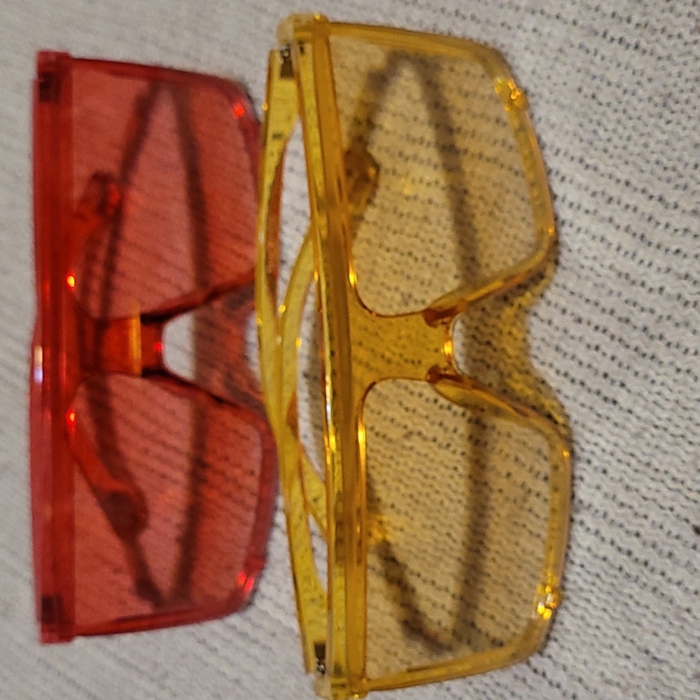 Face shield Fashion lens Shades Sunglasses Summer Hot Trendy Red Yellow 2PC